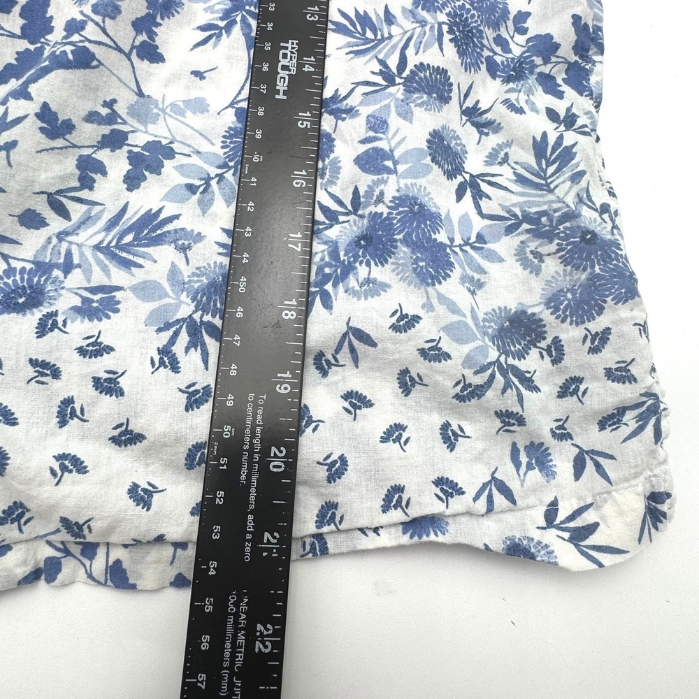 JOIE Women's Small 100% Organic Cotton Blue White Floral Pajama Set Top Shorts - Picture 7 of 11